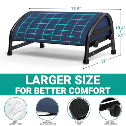 YEASHEIN Adjustable Foot Rest for Under Desk at Work, Ergonomic Foot Stools - color: Blue