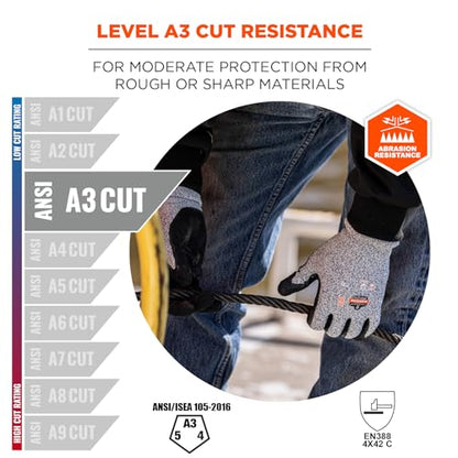 Nitrile Coated Work Gloves, Cut Resistant Level A3, Grip For Wet or Dry Enviroments, Ergodyne ProFlex - size: 1 Count (Pack of 2)