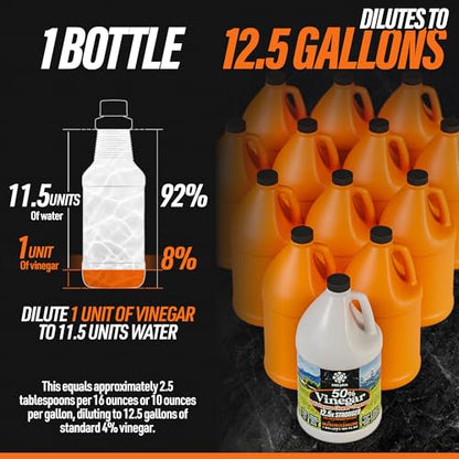 Calyptus 50% Concentrated Vinegar | Max-Performance (12.5X Power), 2 Gallon - size: 128 Fl Oz (Pack of 2)