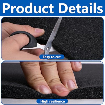 4 Pcs Black Polyurethane Foam Sheet, Cuttable Foam Inserts for Cases - color: 16x12x0.5Inch - 4Pcs