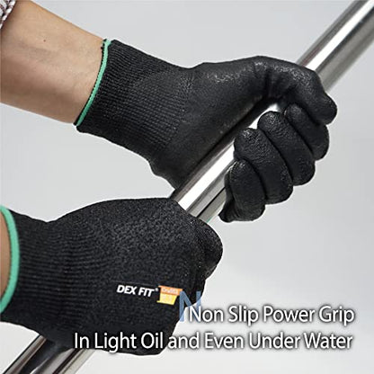 DEX FIT Level 5 Cut Resistant Gloves Cru553 Prime - 3D-Comfort Fit, Firm Grip, Thin & Lightweight, Touchscreen Compatible, Durable, Breathable, Machine Washable; Black XS (6) 1 Pair - color: Prime Black, size: X-Small