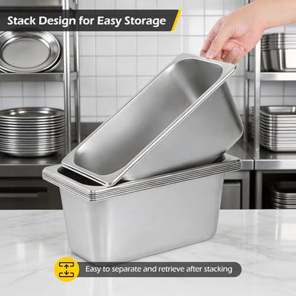 Dyna-Living Steam Table Pan with Lid 1/3 Size 6 Inch Deep 6 Pack Hotel Pans - color: With Lids, size: 6 Inch Deep