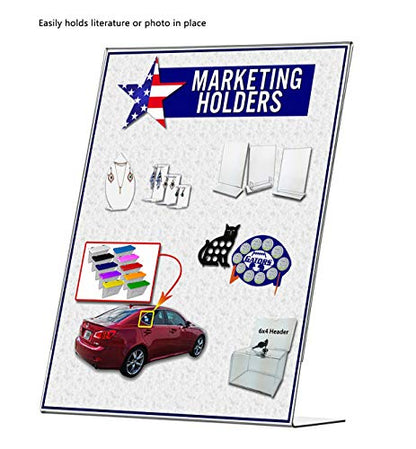 Marketing Holders 2 Pack 11" x 14" Table Tent Sign Holder Side Load Slant Back Clear Acrylic Printed Materials Advertising Drink Specials Display Restaurants Expos Trade Shows Hotel Lobbies - size: 11"w x 14"h