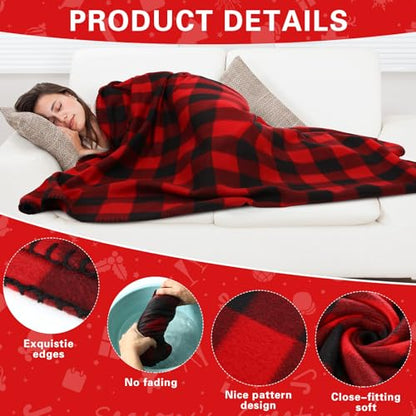 Preboun 24 Pack Bulk Christmas Fleece Throw Blankets, Plaid - style: Plaid