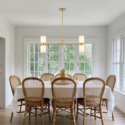 Modern Linear Chandelier for Kitchen Island, Gold Island Light Fixtures with White Glass Shade, 4-Light Linear Pendant Light Fixture for Dining Room - color: Gold