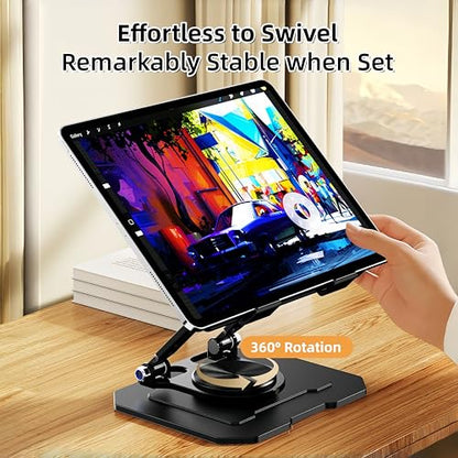 Ultra-Stable 360° Rotatable Metal Tablet Stand, Adjustable Folding Desktop Stand for iPad/iPhone/Switch, Universal Use for Office/Movie/Studying/Drawing/Gaming, Silver - color: Soccer Stand - Silver
