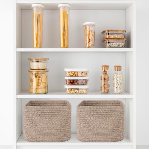 OIAHOMY 3 PACK Cube Storage Bins Storage Baskets Shelf Bins Brown - color: Brown