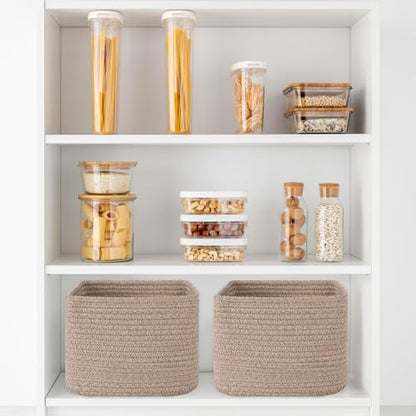 OIAHOMY 3 PACK Cube Storage Bins Storage Baskets Shelf Bins Brown - color: Brown