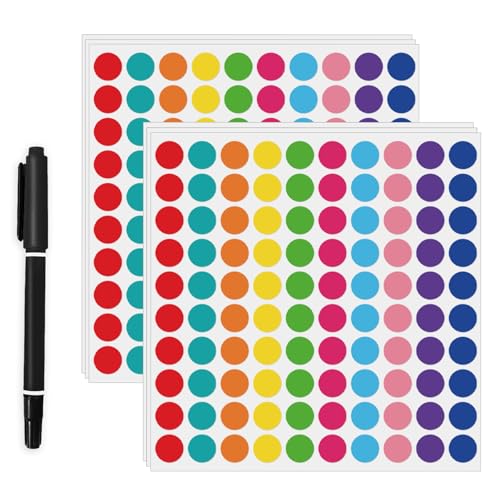 2000 Pcs 3/4" Garage Sale Price Stickers Sheets, 10 Color Yard Sale Price Stickers, Round Color Coding Labels, Circle Dot Sticker for Home Decorative,Office, Classroom, Papers Etc - color: Multicolor, size: 0.75inch