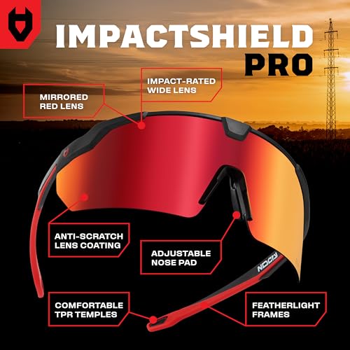 NoCry Anti-Fog Safety Sunglasses for Men and Women — Work Sunglasses - color: Black & Red