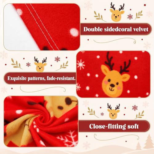 Kinlop 40 Pcs Christmas Throw Blankets Bulk Xmas Soft Cozy Lightweight Fleece Blanket Winter Holiday Blankets for Couch Bed Sofa Home Donation 50 x 60 Inch (Red Reindeer) - color: Red