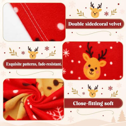 Kinlop 40 Pcs Christmas Throw Blankets Bulk Xmas Soft Cozy Lightweight Fleece Blanket Winter Holiday Blankets for Couch Bed Sofa Home Donation 50 x 60 Inch (Red Reindeer) - color: Red