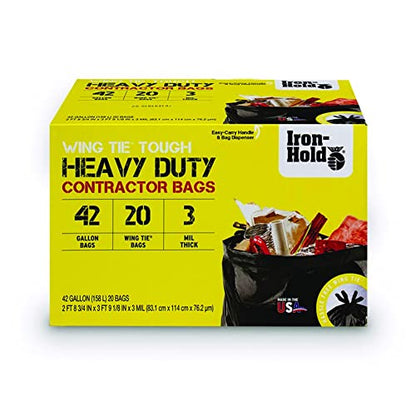 Iron Hold 42 gal. Contractor Bags Twist Ties 20 pk - Case of: 4; Each Pack Qty: 20; Total Items Qty: 804