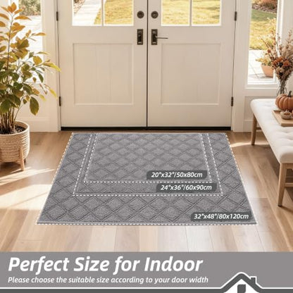 BEQHAUSE Dirt Trapper Door Mat 24" x 36" Non-Slip Washable, Grey - color: Grey, size: 24" X 36" (Rectangular)