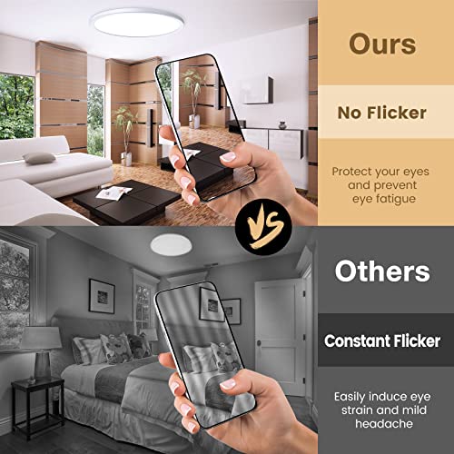 6-Pack 3200LM 12Inch LED Ceiling Lights Flush Mount, Dimmable Ceiling Light Fixtures, 3000K 4500K 6000K CCT, 24W Super Slim Low Profile Modern Ceiling Light for Bedroom Bathroom Hallway Kitchen, White - color: White, size: 6 Packs