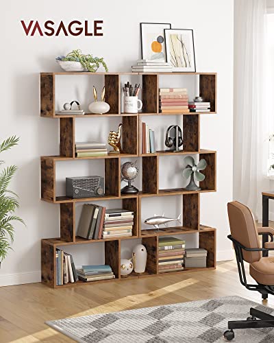 VASAGLE 5-Tier Bookcase, Open Storage, 27.6 x 9.4 x 62.6 Inches - color: Rustic Brown, style: 5-Tier (27.6"W)
