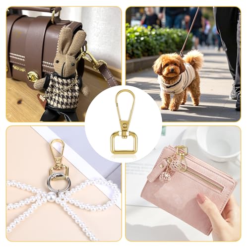 20 Pcs Metal D Ring Swivel Lobster Claw Clasp Snap Hooks Purse Hardware - color: Gold, size: 1/2 Inch