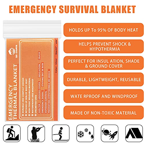QIO CHUANG Emergency Mylar Thermal Blankets 6 Packs Survival Kit 84''x55''