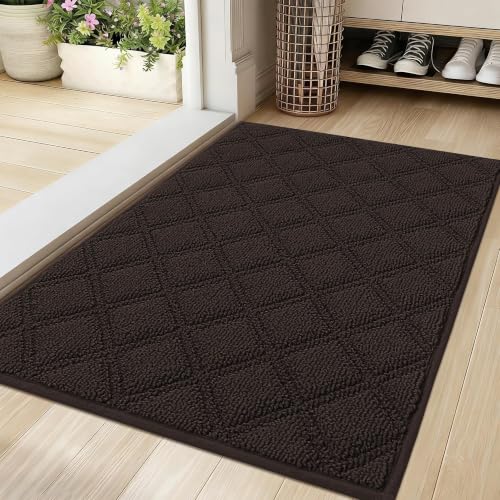BEQHAUSE Dirt Trapper Door Mat 24" x 36" Non-Slip Washable, Brown - color: Brown, size: 20" X 32" (Rectangular)