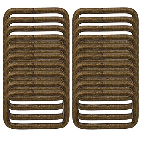 BIKICOCO Metal Rectangle Ring Buckles Square Strap Webbing Belt Rings for Bag Purse Non Welded 1-1/4 x 5/8 Inch - color: Bronze X 20 Pcs