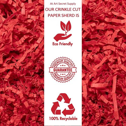 Art Secret Crinkle Cut Paper Shred Filler for Packing and Filling Gift Baskets - 2 LB (Red) - color: Red