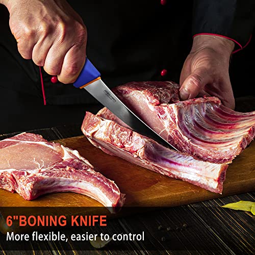 Butcher Knife Set, 5 PCS Stainless Steel with Sharpener - style: 5PCS Knife Set