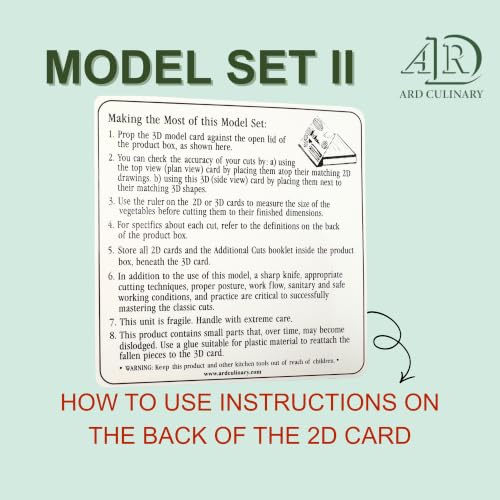 ARD Culinary Knife Cuts 3D Visual Model Set II, an educational precision knife skills with 3D templates and guides