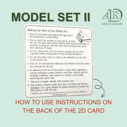 ARD Culinary Knife Cuts 3D Visual Model Set II, an educational precision knife skills with 3D templates and guides