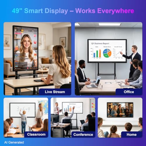 49" Smart Board 4K Android 12 8GB+64GB, for Office & Classroom - size: 49 Inch