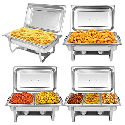 Chafing Dish Buffet Set[4 Pack] 8QT Stainless Steel Buffet Chafers,Catering Food Warmers Set With 7 Trays - size: Model 3