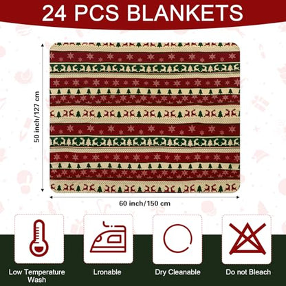 Preboun 24 Pack Bulk Christmas Fleece Throw Blankets, Chic Design - style: Chic Design