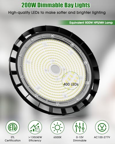 200W UFO LED High Bay Lights, AC100-277V, 20 Pack - size: 20 Pack