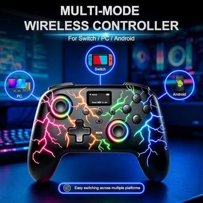Exilapsire Wireless Controller for PC/Switch/Switch 2/iOS/Android, Black - color: Black