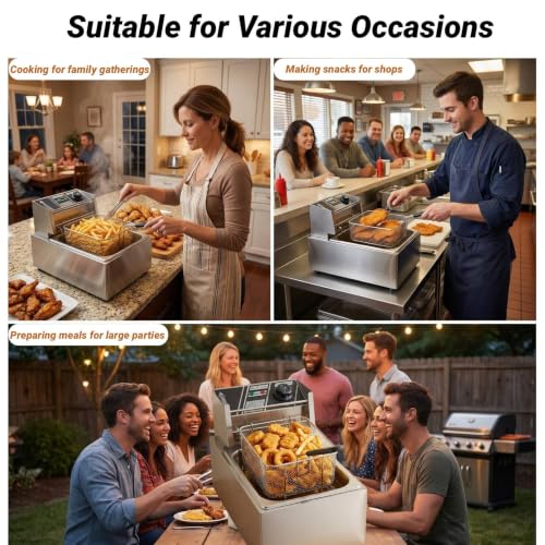 Electric Deep Fryer with Basket, Stainless Steel, 10.5Qt