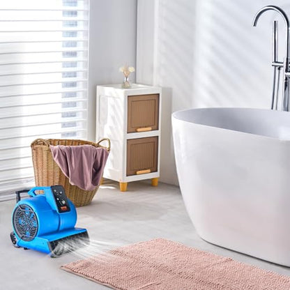 VEVOR Air Mover, 1 HP 4000 CFM Carpet Dryer for Cooling and Ventilating, Portable Floor Blower Fan with 3 Blowing Angles and Time Function, for Janitorial, Home, Commercial Use - size: 4000 CFM (1 HP)