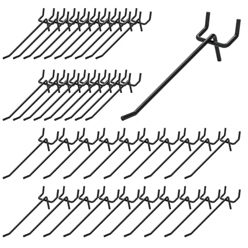 40Pcs 4" /100mm Stainless Steel Pegboard Display Hooks Bulk Set, Black Garage Organization Peg Wall Hook Metal Slatwall Panel Hook Fit 1/8 and 1/4 Inch Pegboard for Retail - color: Black, size: 4 inch/100mm