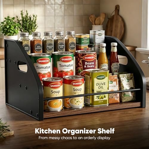 3-Tier Coffee Syrup Rack with Easy-Carry Handles | Retro Large Countertop Bottle Organizer Shelf |15 Syrup Bottles Holder | Sturdy Freestanding Bar Stand for Coffee, Whiskey & Spirits - color: 3-tier Brown
