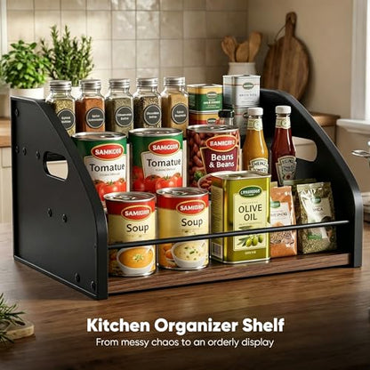3-Tier Coffee Syrup Rack with Easy-Carry Handles | Retro Large Countertop Bottle Organizer Shelf |15 Syrup Bottles Holder | Sturdy Freestanding Bar Stand for Coffee, Whiskey & Spirits - color: 3-tier Brown