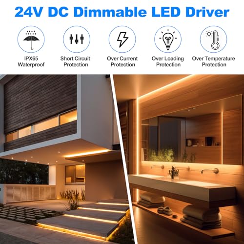 24V DC Dimmable LED Driver 288W, Triac/ELV/MLV AC to DC - size: 288W12V with junction box