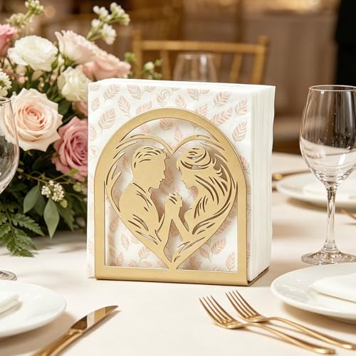 Napkin Holder for Table, Metal Napkin Dispenser, Bright Gold - color: Bright Gold