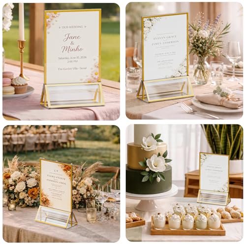 4"x6" Clear Acrylic Tabletop Sign Holder with Gold Frame, 6 Pack - size: 4"× 6"-6 Pack
