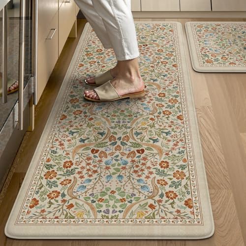 Collive Anti Fatigue Mats for Kitchen Floor, Beige 20"x47"+20"x32" - color: Beige, size: 20"x47"+20"x32"