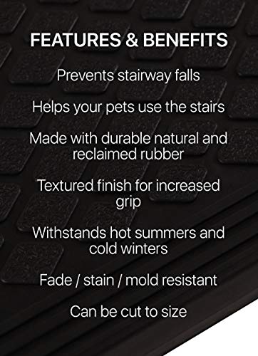 FINEHOUS Rubber Stair Treads Non-Slip Outdoor 35”x10” (5-Pack) – Anti-Slip Step Mat with Nosing - size: 35" X 10"