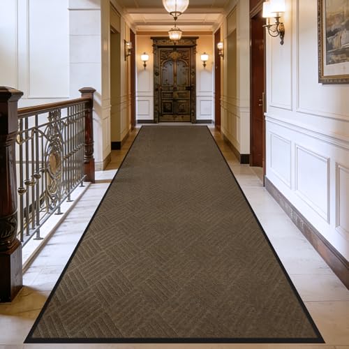 3' x 10' Commercial Heavy Duty Entryway Rug, Industrial Non-Slip Door Mat for Business Entrances&Garages, Waterproof Walk-Off Mat with Rubber Backing, Utility Rug for High Traffic Indoor/Outdoor Use - color: Coffee Brown, size: 120"L x 36"W x 0.3"Th