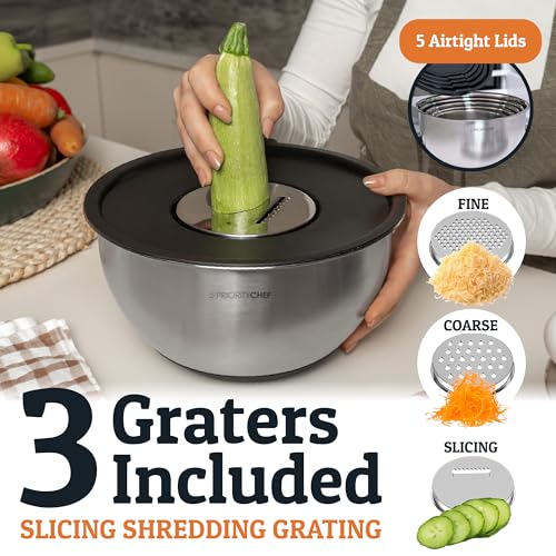 28pc Stainless Steel Mixing Bowls with Lids Set, 1.5-5 Qt, Black - color: Black