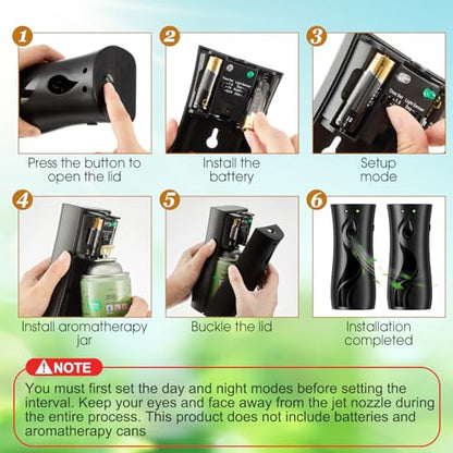 Threlaco 2 Pcs Automatic Air Freshener Spray Dispenser, 6.2 oz,Black - color: Black