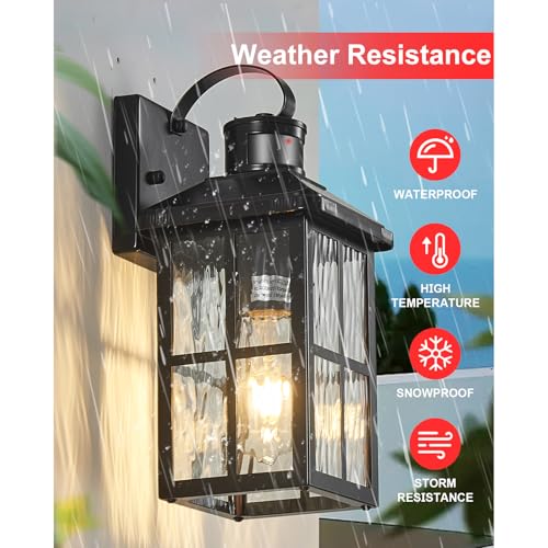 Motion Sensor Porch Light Dusk to Dawn Outdoor Wall Light - color: Black