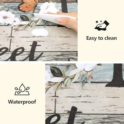 Yamaziot Anti Fatigue Kitchen Rug Set of 3, Non-Slip Cushioned Floor Mats - color: Brown/Multi, size: 17.3"x27"+17.3"x35"+17.3"x 47"