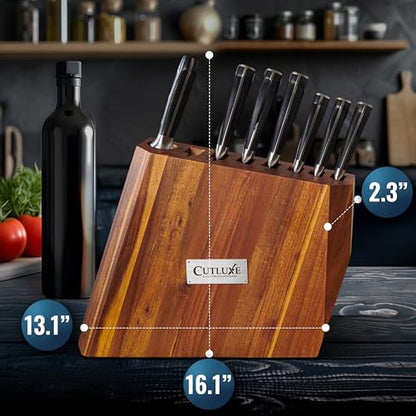 Cutluxe Kitchen Knife Set, 8-Piece Chef Knives with Acacia Wood Block - size: 8 Pcs Knife Set with Block