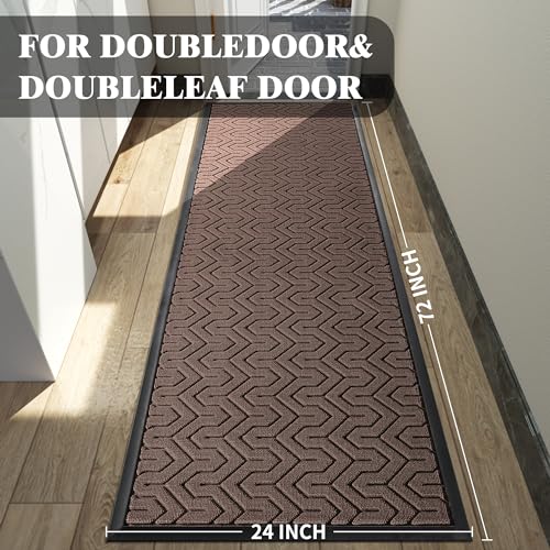 Yimobra Extra Long Indoor Outdoor Mats for Front Door, Brown, 72x24 - color: Brown, size: 72x24 Inch